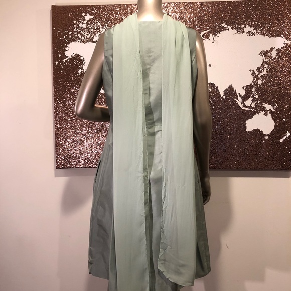 Ann Taylor SILK Mint Green Dress with Silk Scarf - Picture 3 of 5